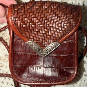 Vintage Brighton Mini Crossbody Woven/Croc Bag